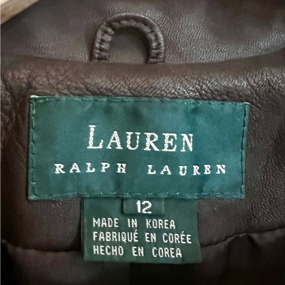 Lauren Ralph Lauren Women's Brown Leather Blazer & Skirt Set - Picture 3 of 11